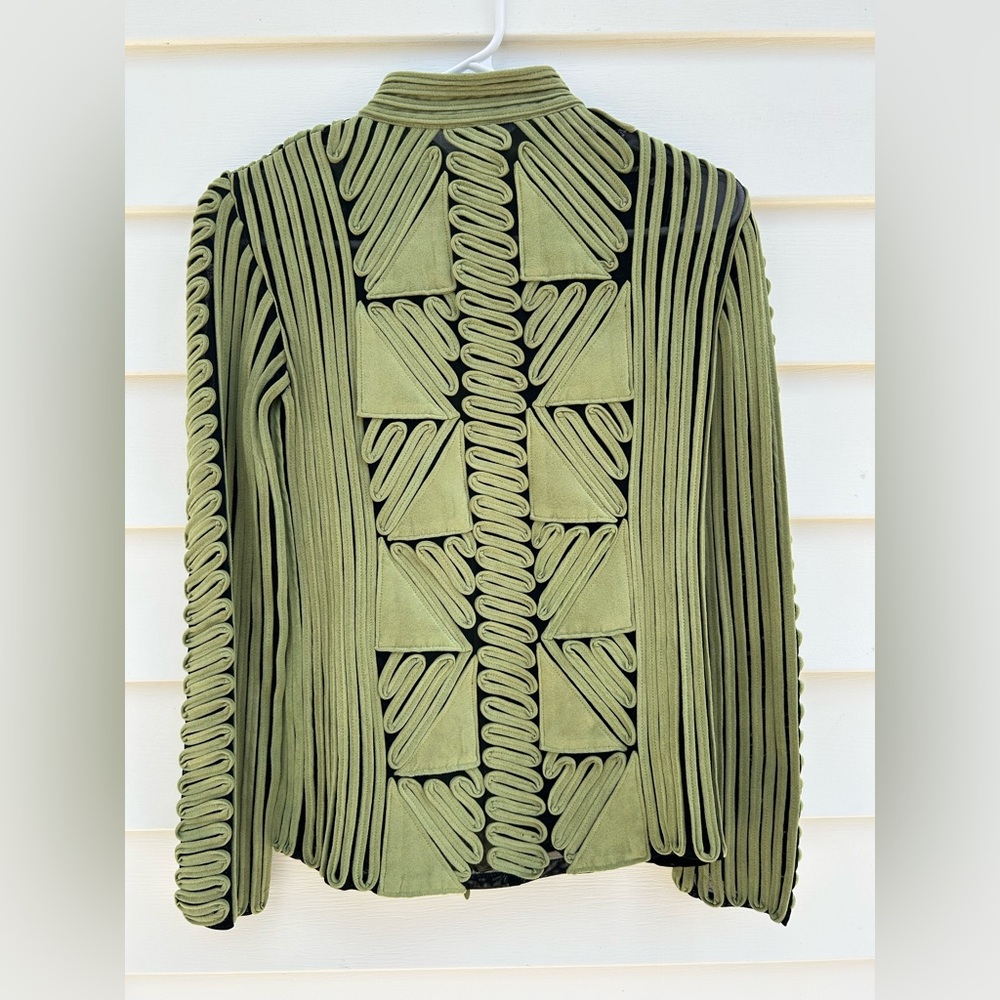 ANDREA ROSATI Green Blazer with Geometric Details - Picture 7 of 11